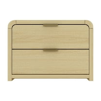 Grace Modern Nightstand with 2 Drawers in Natural Oak and Gold
