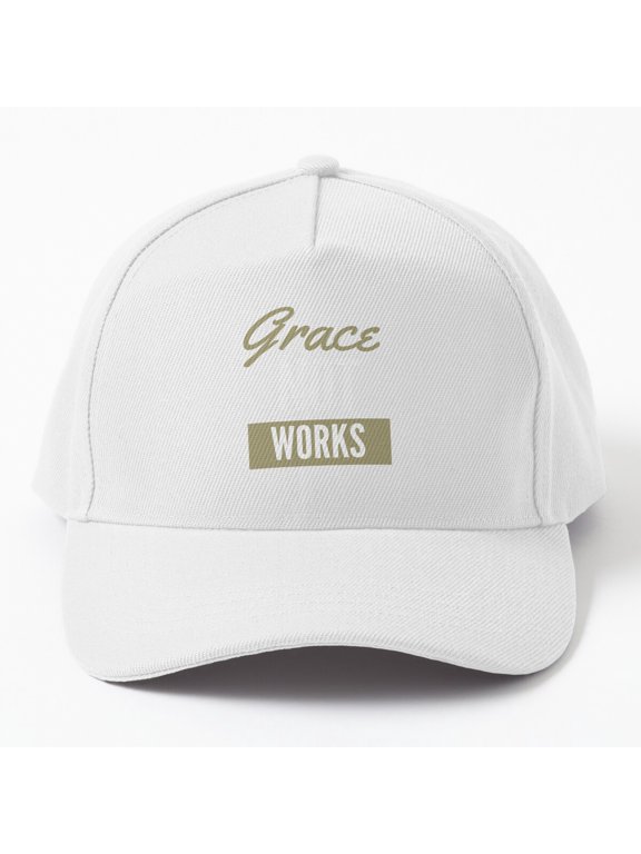 Grace Not Works Baseball Hat, Christian Faith Statement Graphic Design, Classic Cap