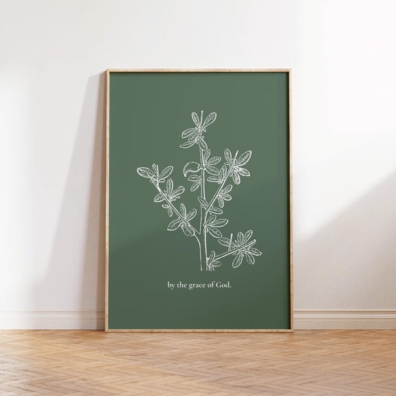 Grace Of God Botanical Print, Christian Wall Art, Unframed Paper Poster 8x10in
