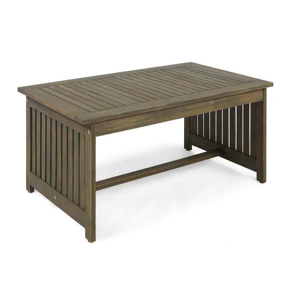GDF Studio Navan Outdoor Acacia Wood Coffee Table, Gray