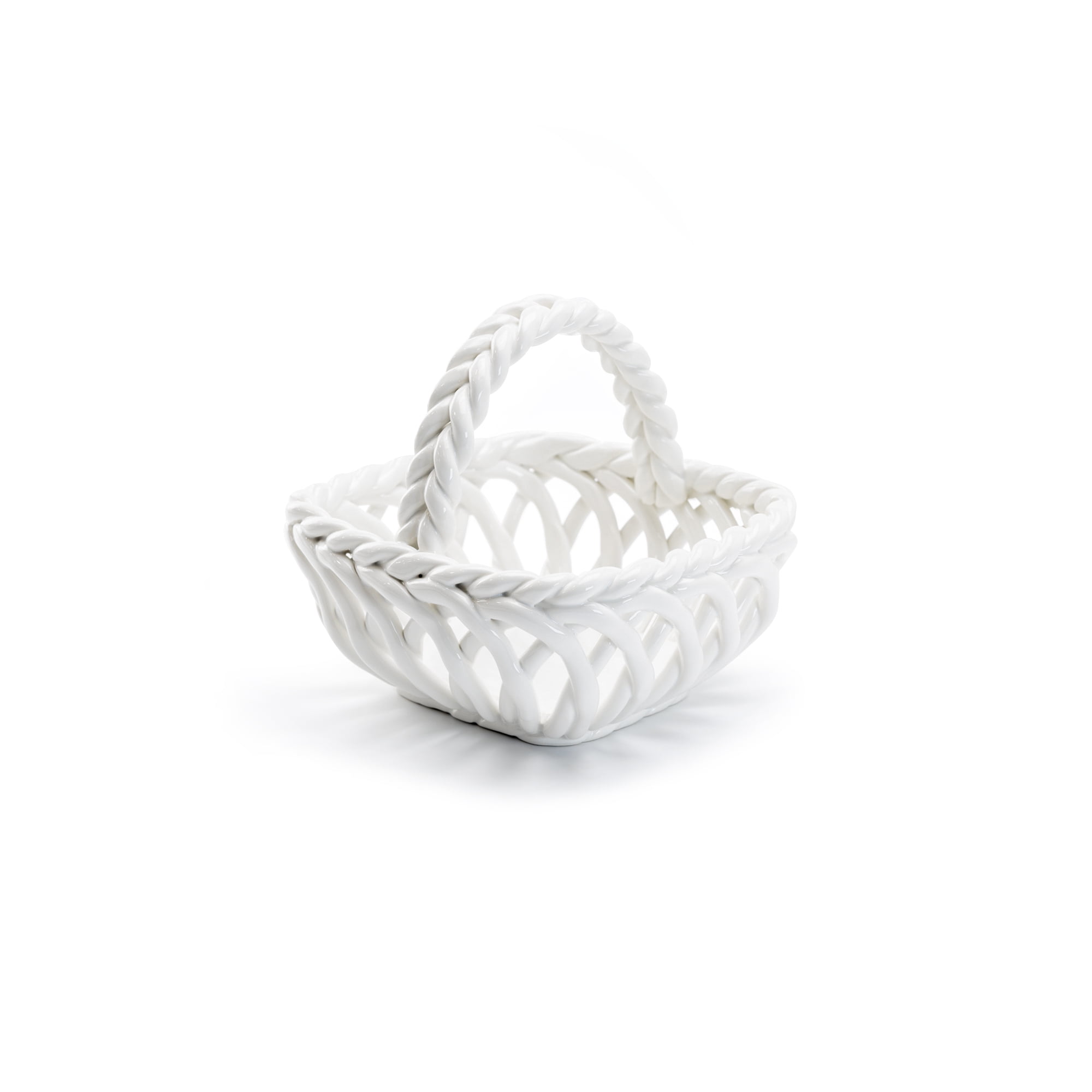 Grace Pantry Hand Woven Fine Porcelain Easter Small Basket White