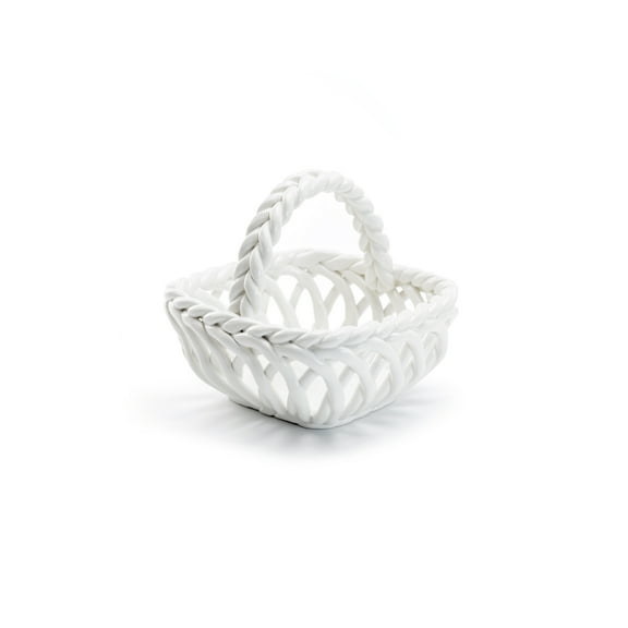 Grace Pantry Hand Woven Fine Porcelain Easter Small Basket White