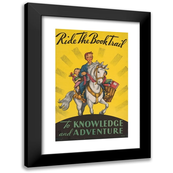 Grace Paull 16x24 Black Modern Framed Museum Art Print Titled - Ride the Brook Trail to Knowledge and Adventure (1934)