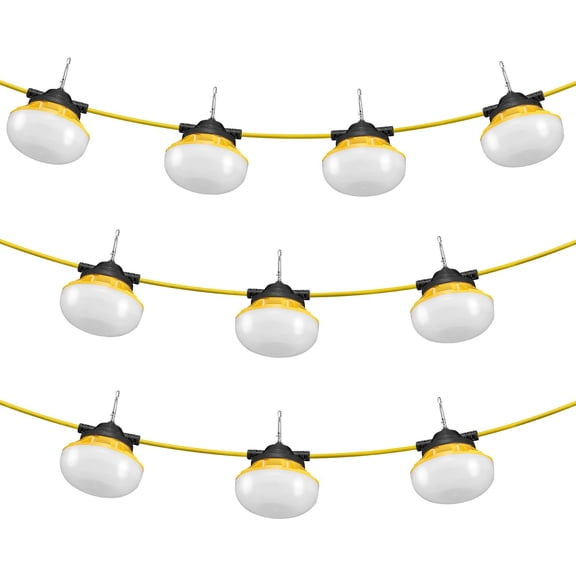 Grace Paws 100FT Construction String Lights, 100W 10000LM, 10PCs String Work Light, 5000K, IP65