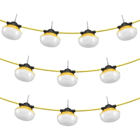 Grace Paws 100FT Construction String Lights, 100W 10000LM, 10PCs String Work Light, 5000K, IP65