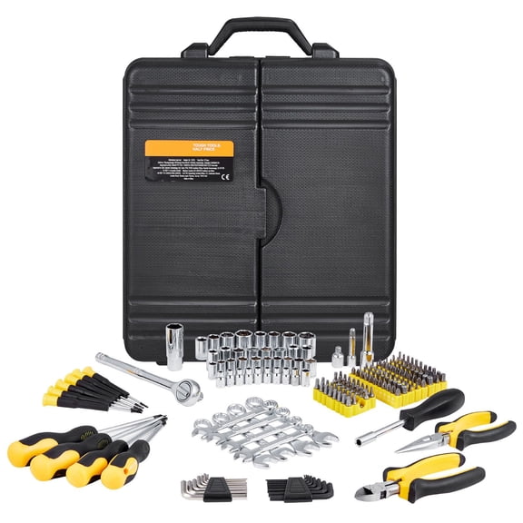 Grace Paws 221-Piece Mechanics Tool Set, 1/4" and 3/8" Drive Sockets, SAE and Metric