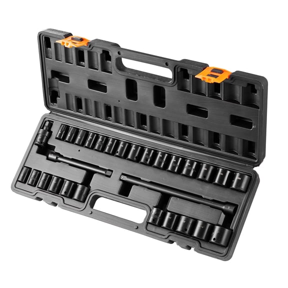 Grace Paws 3/8" Drive Impact Socket Set, 29 Piece Shallow Socket Set SAE 3/8"-1" and Metric 8-22