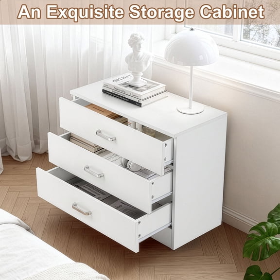 Grace Paws 3-Drawer Nightstand P2 Particleboard Bedside Table with Melamine Finish
