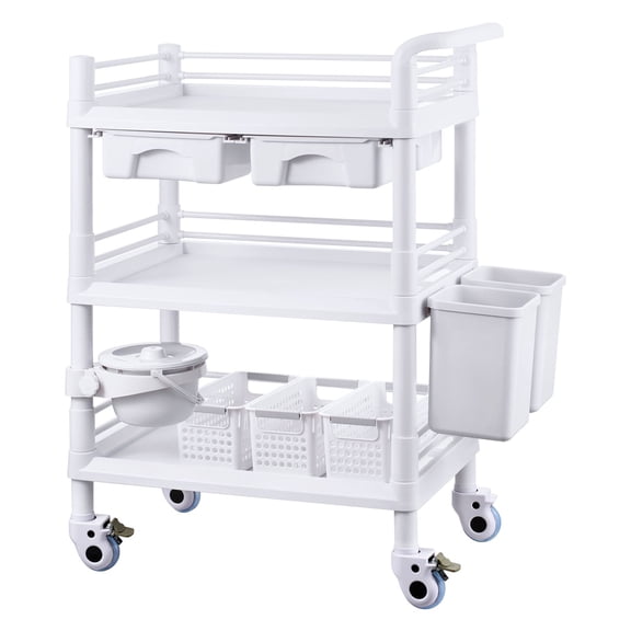 Grace Paws 3 Tiers Lab Carts, Lab Utility Cart with 3 Trays & 4 Silent Wheels, Mobile Medical Ca