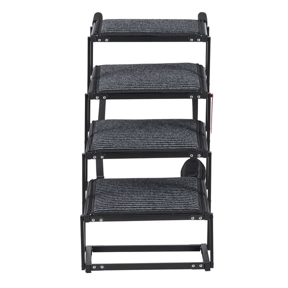 Grace Paws 4-Step Wide Foldable Dog Ramp, Nonslip Pet Stairs for Car SUV Bed, 200 lbs