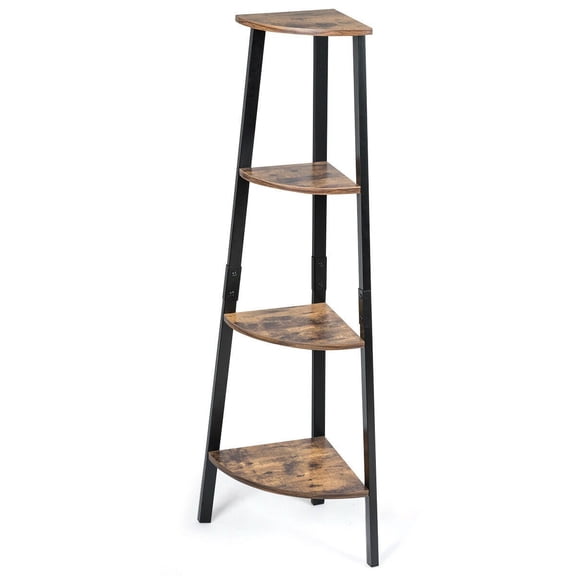 Grace Paws 4-Tier Corner Shelf Metal Storage Rack Bookcase Plant Display Stand