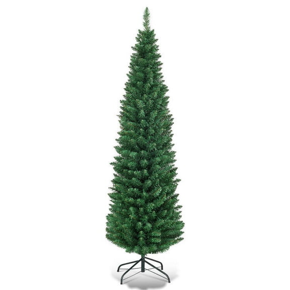 Grace Paws 5/6/7/8/9ft PVC Artificial Slim Pencil National Christmas Tree with Metal Stand