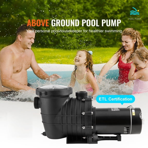 Grace Paws Above Ground Pool Pump, 2 HP, 110 GPM Max Flow Single Speed Swimming Pool Pump, 110V/240V