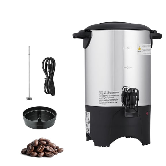 Grace Paws Commercial Coffee Urn, 30 Cup 4.5 L Hot Beverage Dispenser with Dripless Faucet