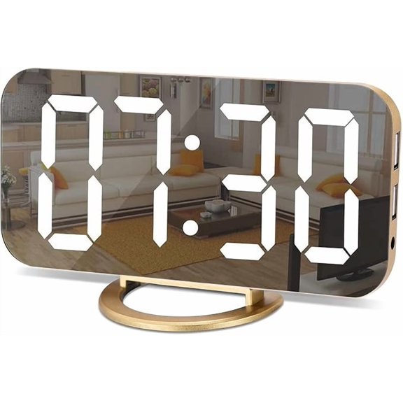 Grace Paws Digital Alarm Clock, LED and Mirror Desk Clock Large Display ,with Dual USB Cha
