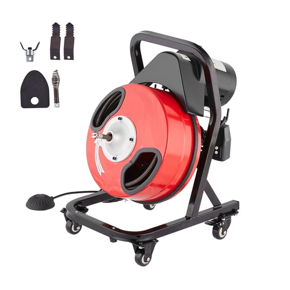 Grace Paws Drain Cleaner Machine 50FT x 1/2 Inch Manual Feed Snake Auger with Wheels