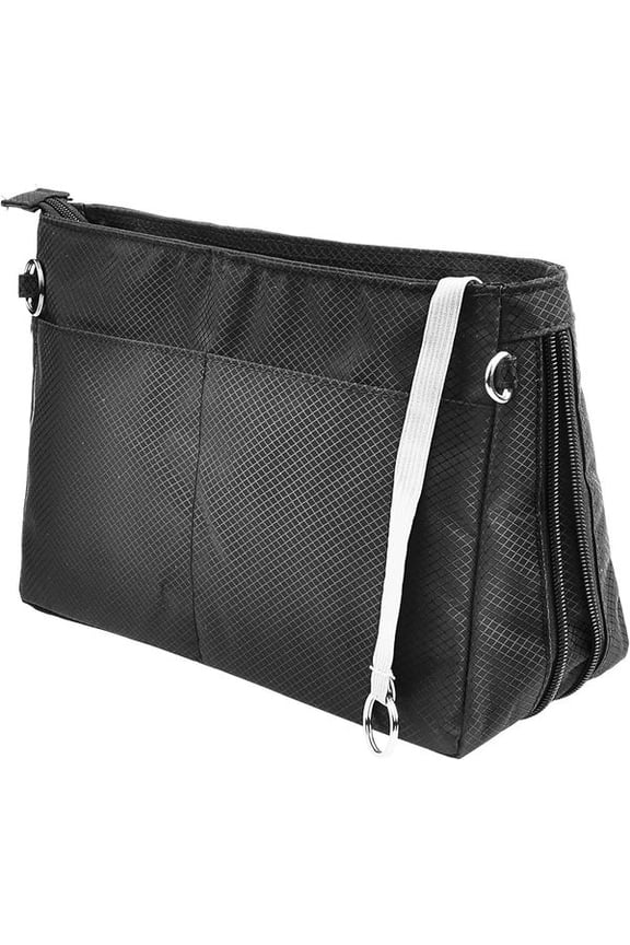 Expandable Nylon Handbag Purse Organizer Insert Liner Shaper Bag in Bag Black X