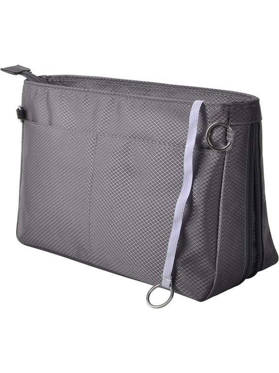 Expandable Nylon Handbag Purse Organizer Insert Liner Shaper Bag in Bag Dark Gr