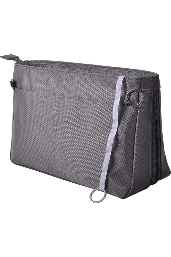 Expandable Nylon Handbag Purse Organizer Insert Liner Shaper Bag in Bag Dark Gr
