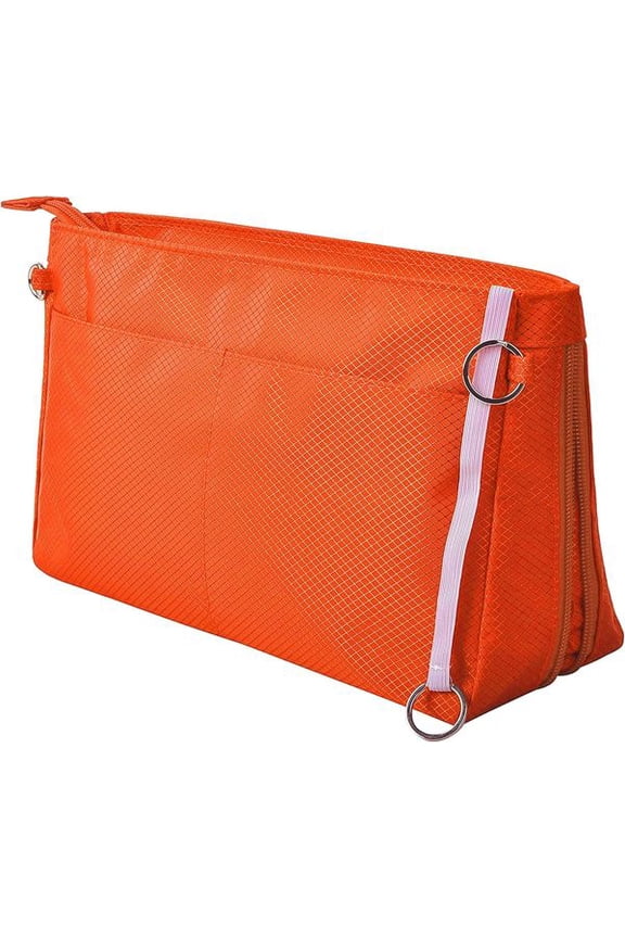 Expandable Nylon Handbag Purse Organizer Insert Liner Shaper Bag in Bag Orange