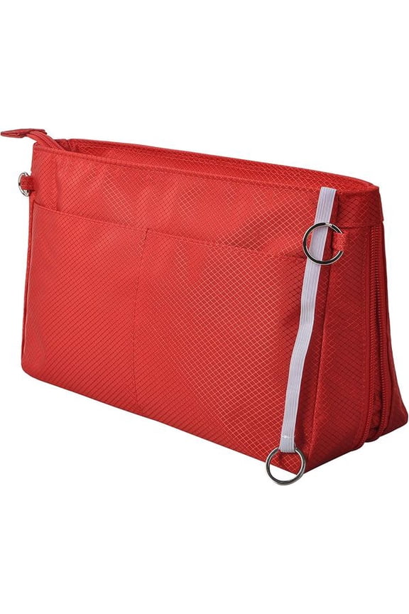Expandable Nylon Handbag Purse Organizer Insert Liner Shaper Bag in Bag Red XLarge