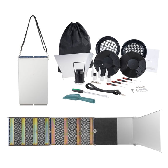Grace Paws Folding Sluice Box Gold Panning Kit, 50 Inch 23pc Gold Prospecting Equipment Kit with
