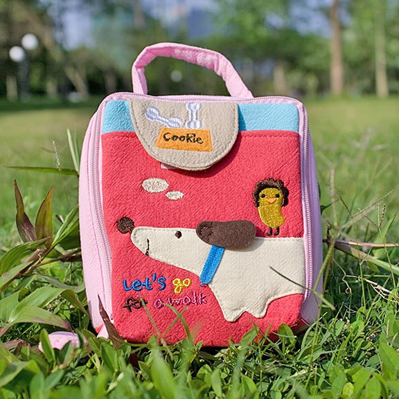 Grace Paws [Go For A Walk] Embroidered Applique Cosmetic Bag / Camera bag / Hand