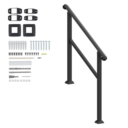 Grace Paws Handrails for Outdoor Steps, 2-3 Step Stair Hand Rail & Indoor Railing Kit, Railings