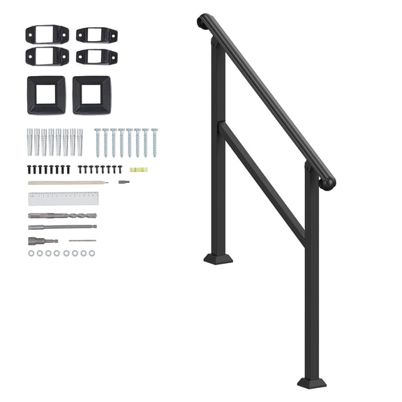 Grace Paws Handrails for Outdoor Steps, 2-3 Step Stair Hand Rail & Indoor Railing Kit,