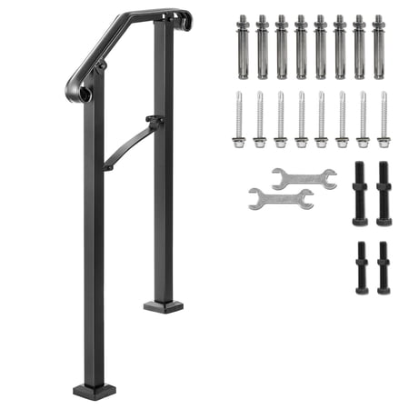 Grace Paws Handrails for Outdoor Steps, Fit 1 or 2 Steps Outdoor Stair Railing, Arch#1