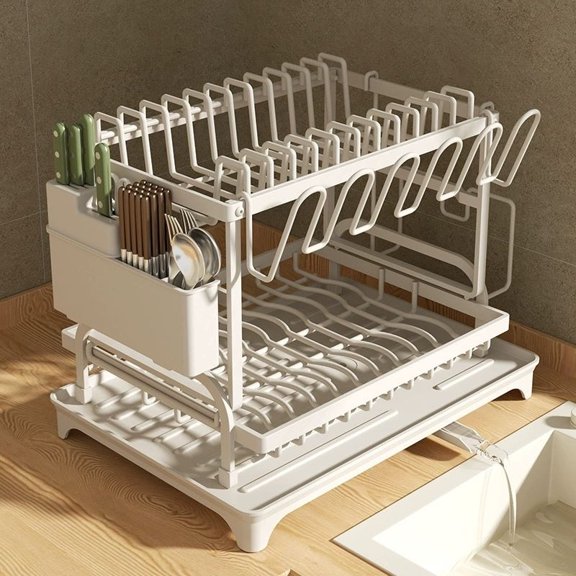 Grace Paws Kitchen Dish Drying Rack  Large Capacity with Drain Board