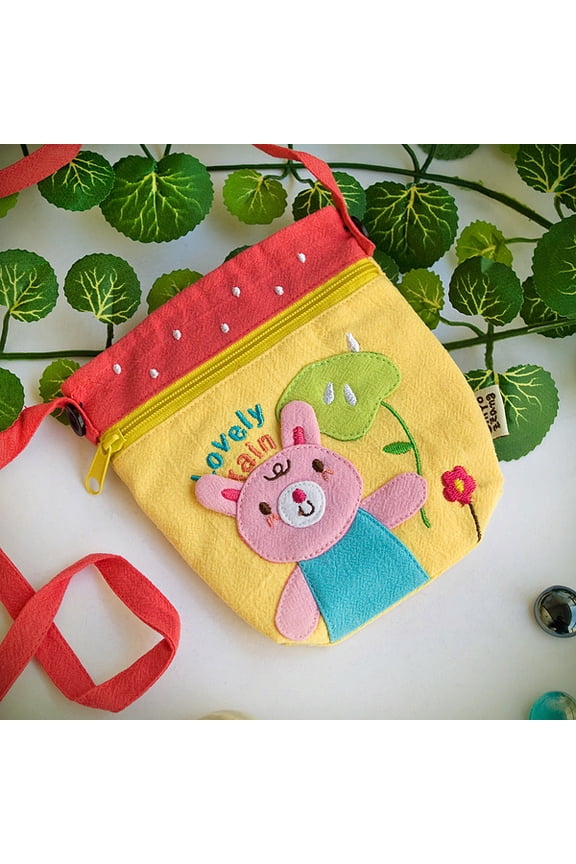 [Lovely Rain] Embroidered Applique Mini Swingpack Bag Purse / Wallet
