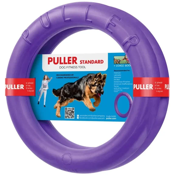 Grace Paws Outdoor Dog Ring Toy Set, Durable Fetch Puller for Training & Play, 2 Pack