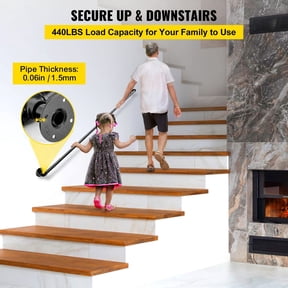 Grace Paws Pipe Stair Handrail, 5FT Staircase Handrail, 440LBS Load Capacity Carbon Steel Pipe H