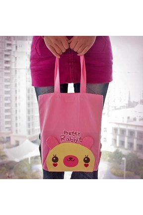 [Pretty Rabbit] Embroidered Applique Kids Fabric Art Tote Bag / Shopp