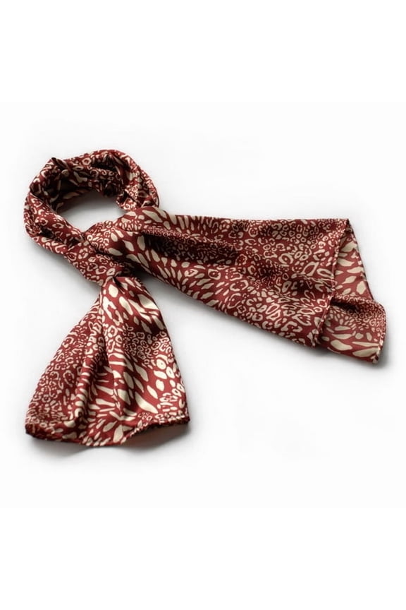 Red & Ivory Distinctive Leopard Animal Print Fashion Soft Silk Scarf/
