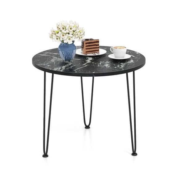 Grace Paws Round Coffee Table with Thickened Tabletop and Metal Tripod Legs