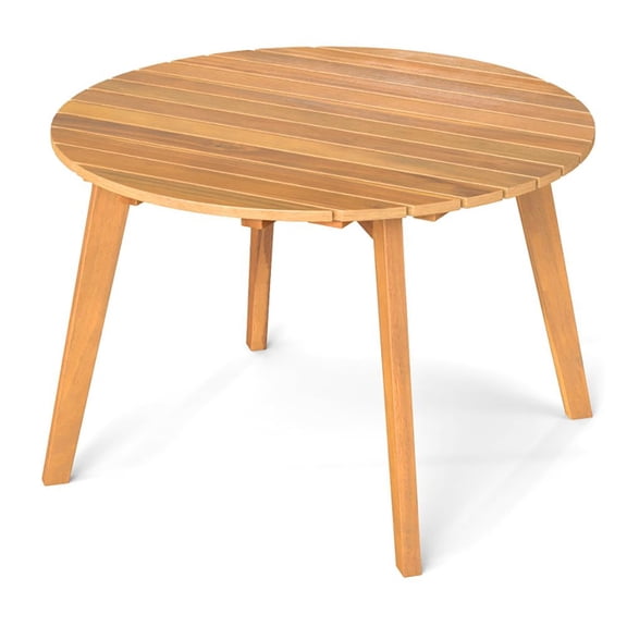 Grace Paws Round Outdoor Acacia Wood Side Table with Slatted Tabletop