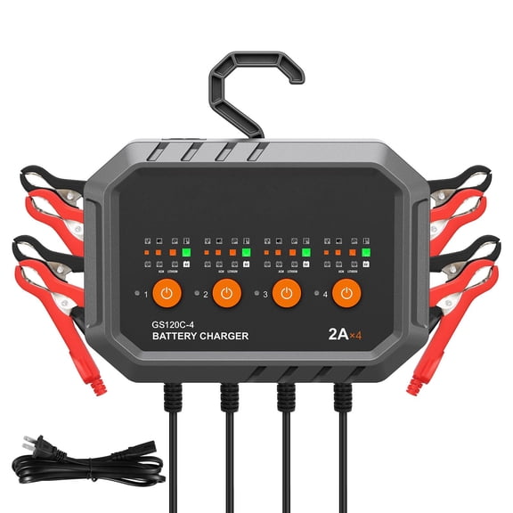 Grace Paws Smart Battery Charger, 8-Amp, LiFePO4 Lead-Acid (AGM / Gel / SLA) Car Battery Charger