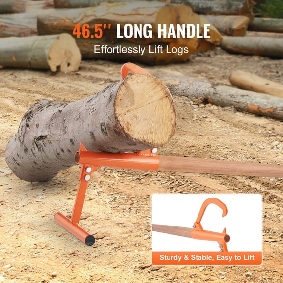 Grace Paws Timberjack, 46.5 in, Heavy Duty Log Lifter with Wooden Handle