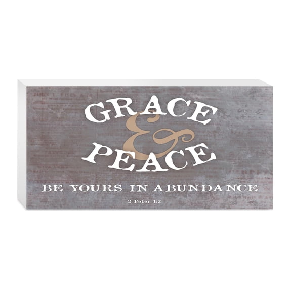 Grace Peace Scripture Grey Plum Script Blur 10 x 5 Wood Tabletop Sign Plaque