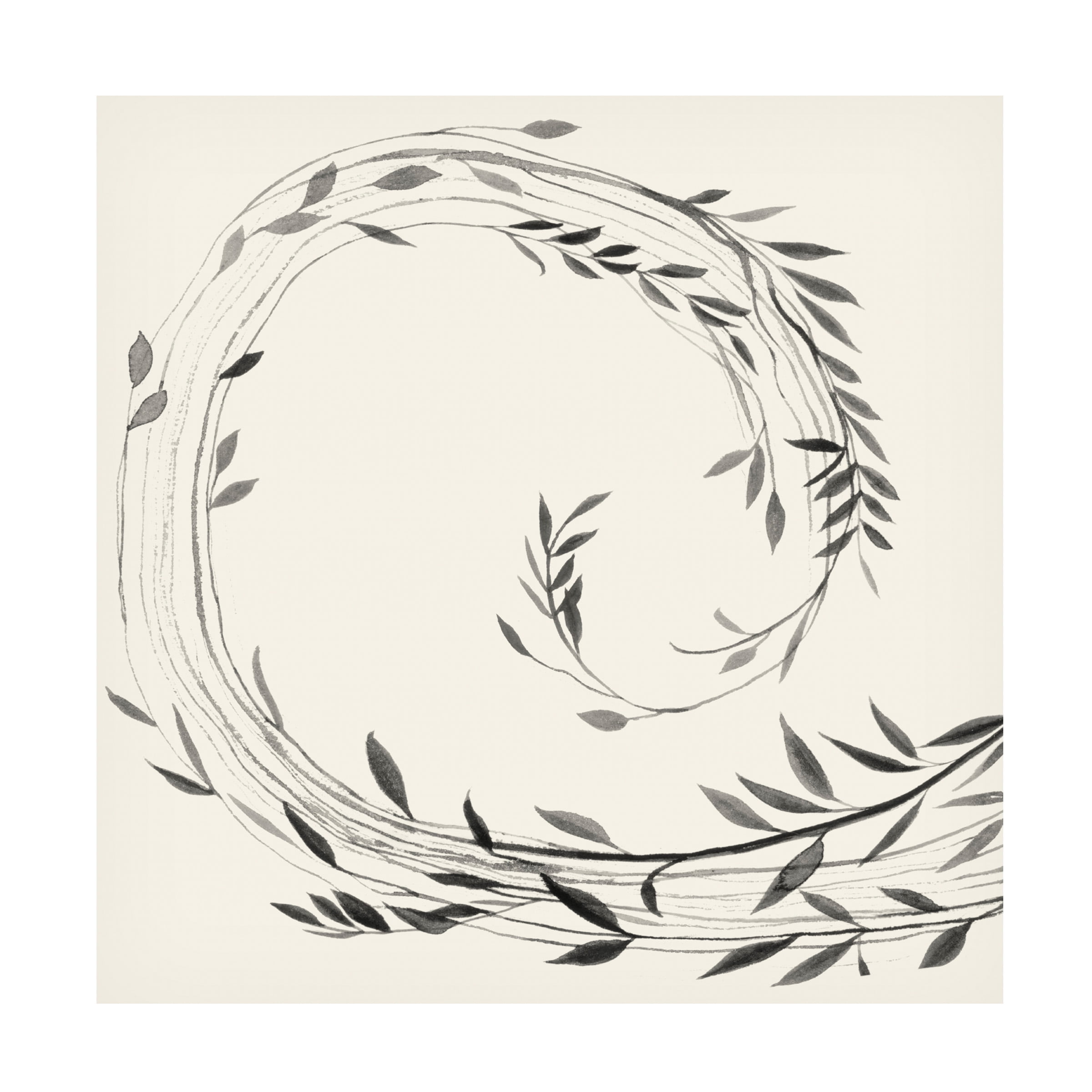 Grace Popp Black and White Vine Canvas Art, 14" x 14"