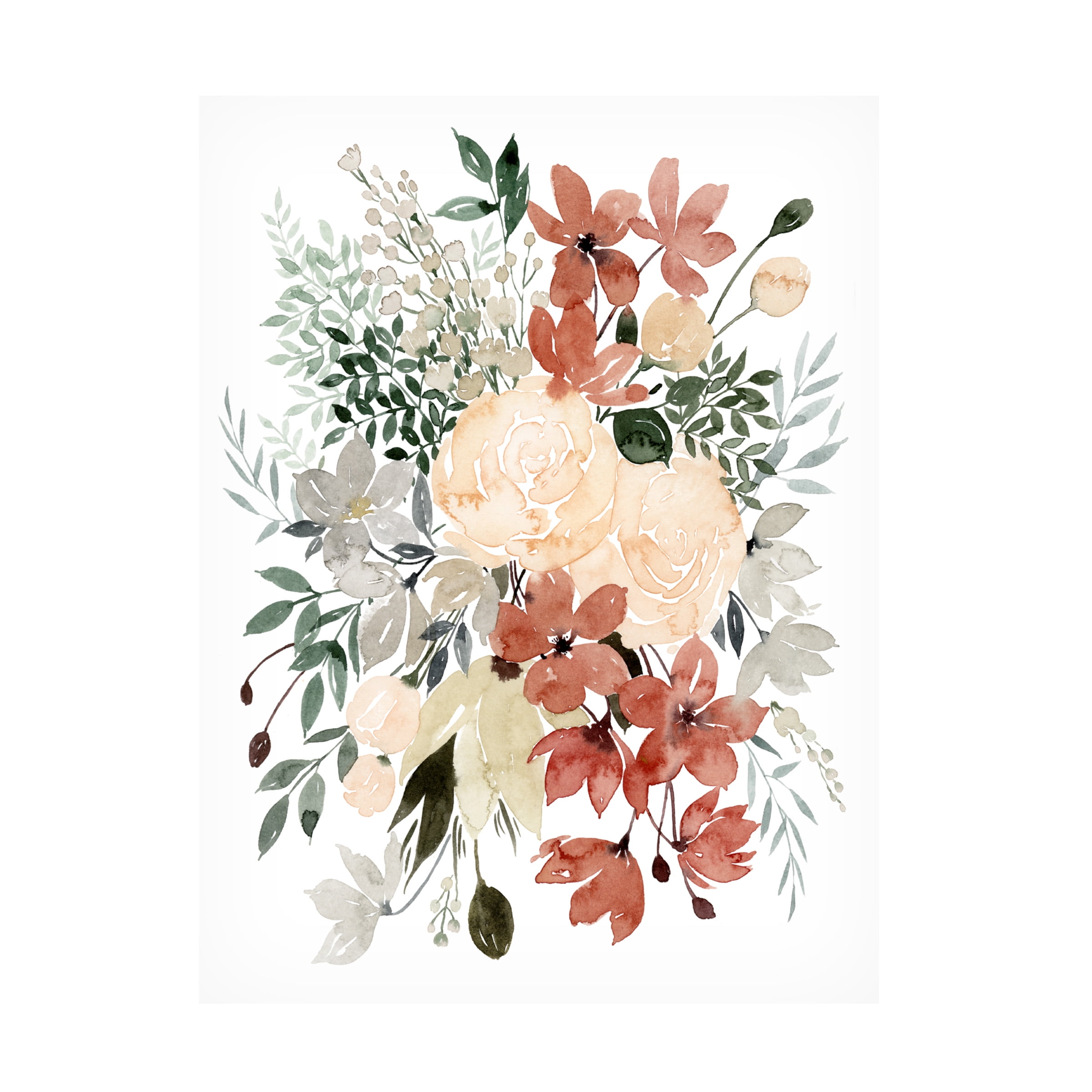 Grace Popp Floral Bouquet Canvas Art in White and Tan