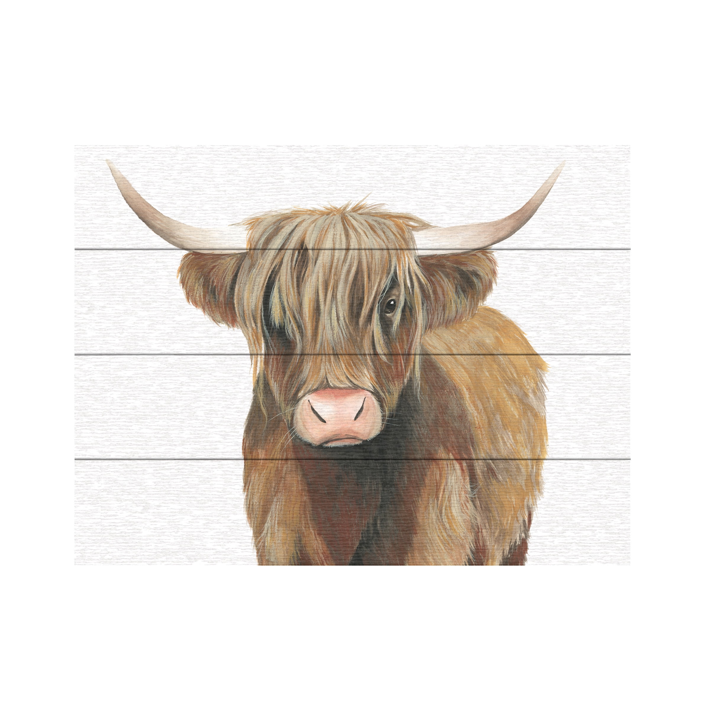 Grace Popp 'Highland Cattle II' Wood Slat Art 12x16