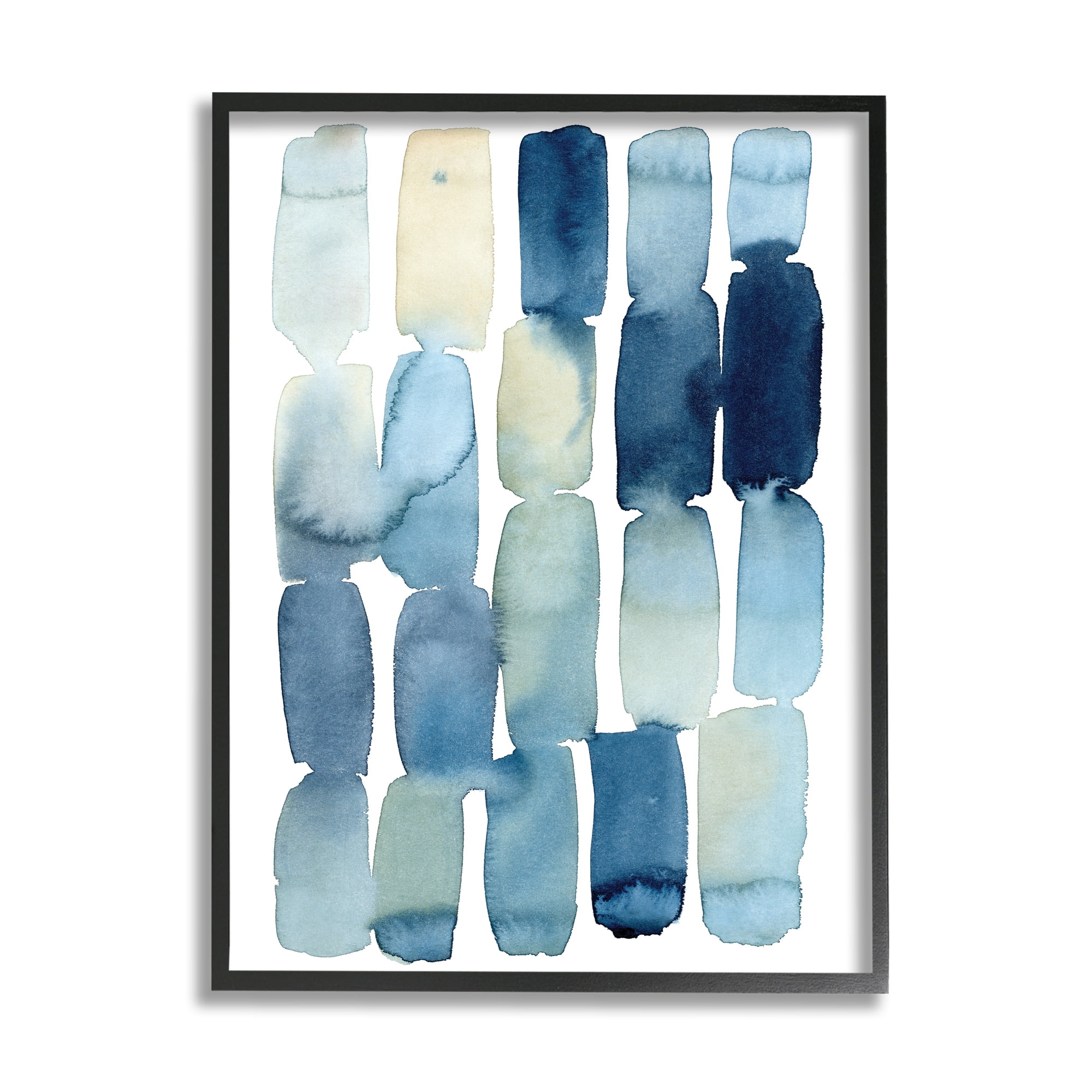 Stupell Industries Beach Inspired Abstraction Watercolor Block Shapes Abstract Painting Black Framed Art Print Wall Art, 16 x 20