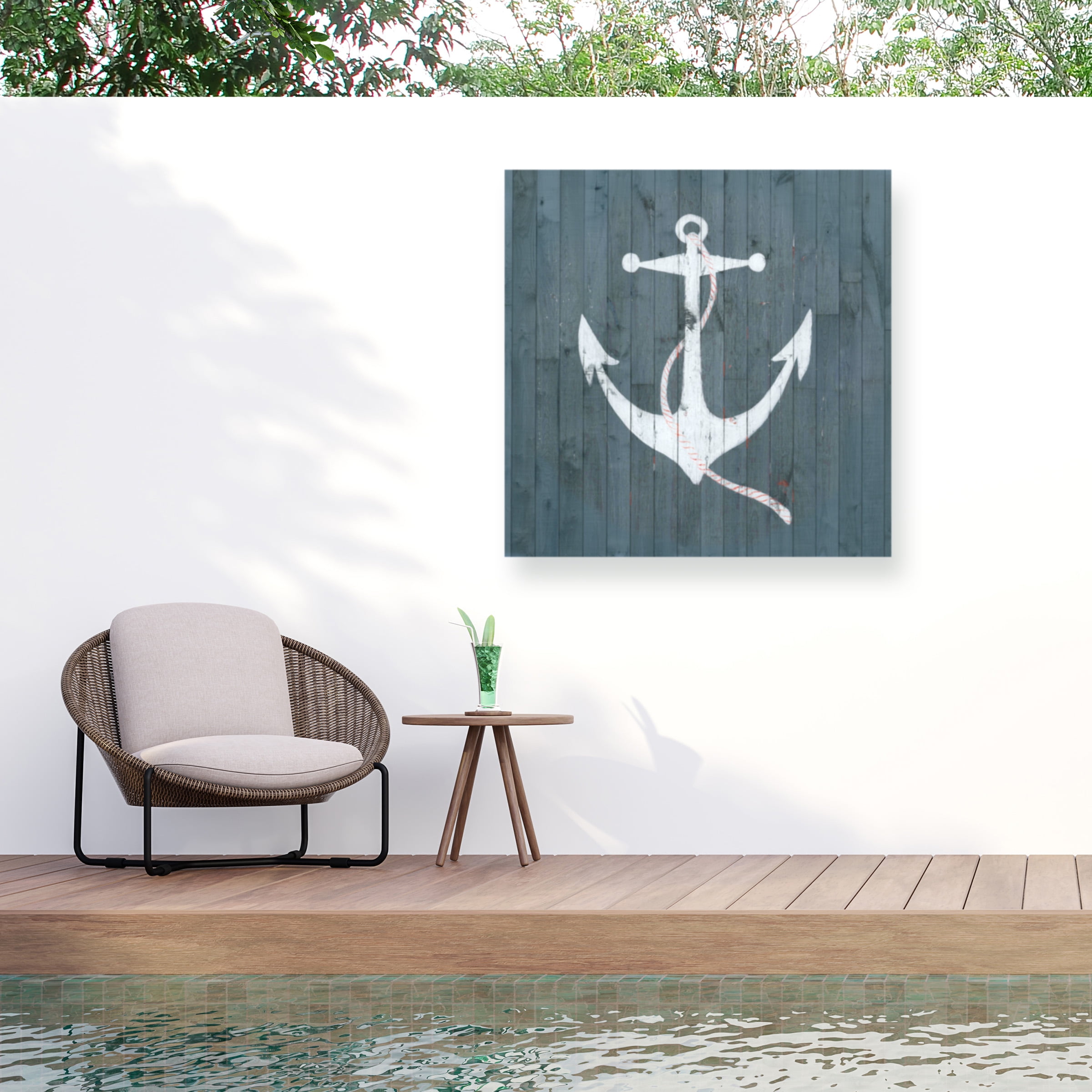Grace Popp 'Nautical Plank IV' Outdoor Canvas 35x35
