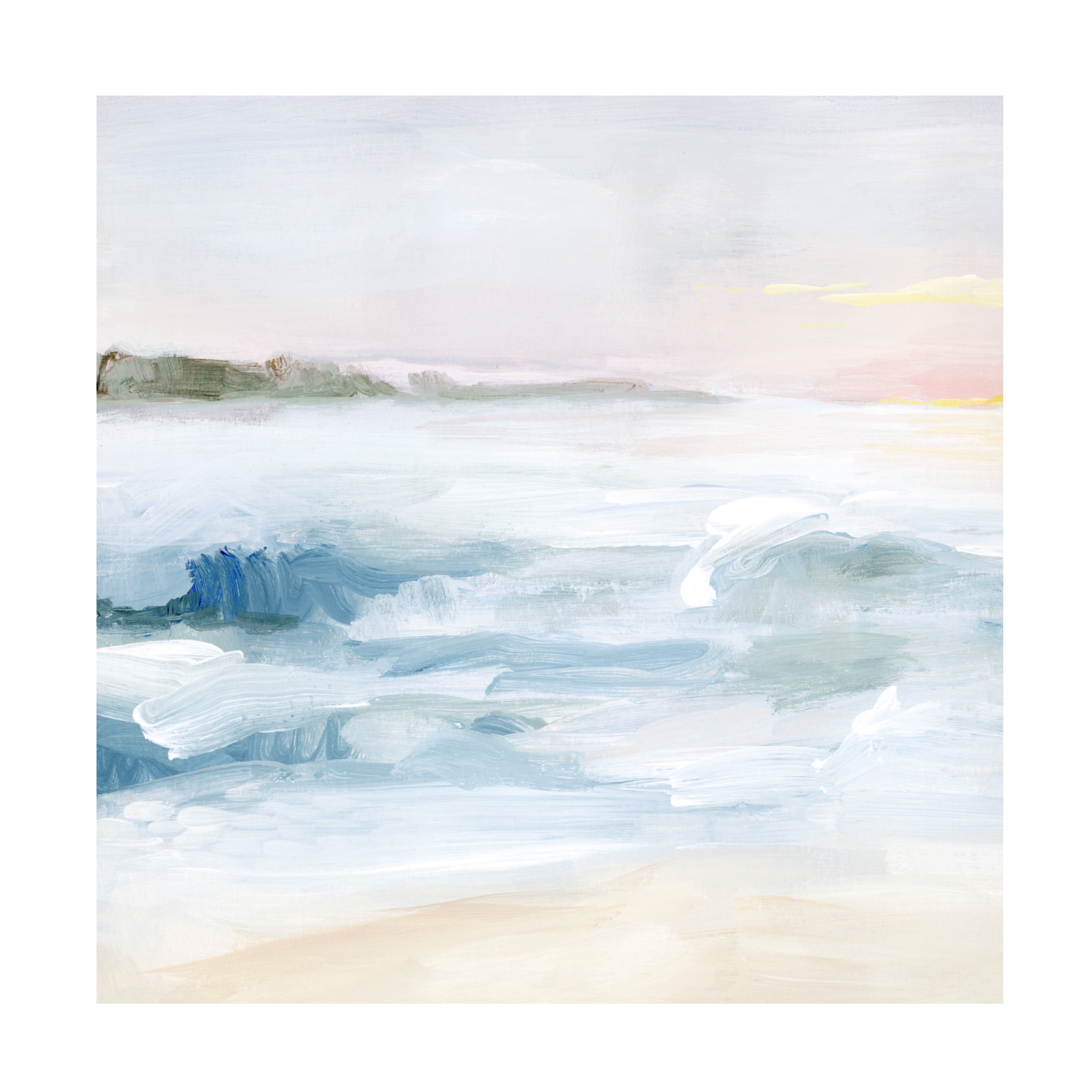 Grace Popp Surf at Dawn I Light Blue and Tan Canvas Art