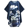 thumbnail image 1 of Grace Silk 100% Silk Nightgown, Rising Lotus Flowers, Blue, 1 of 4