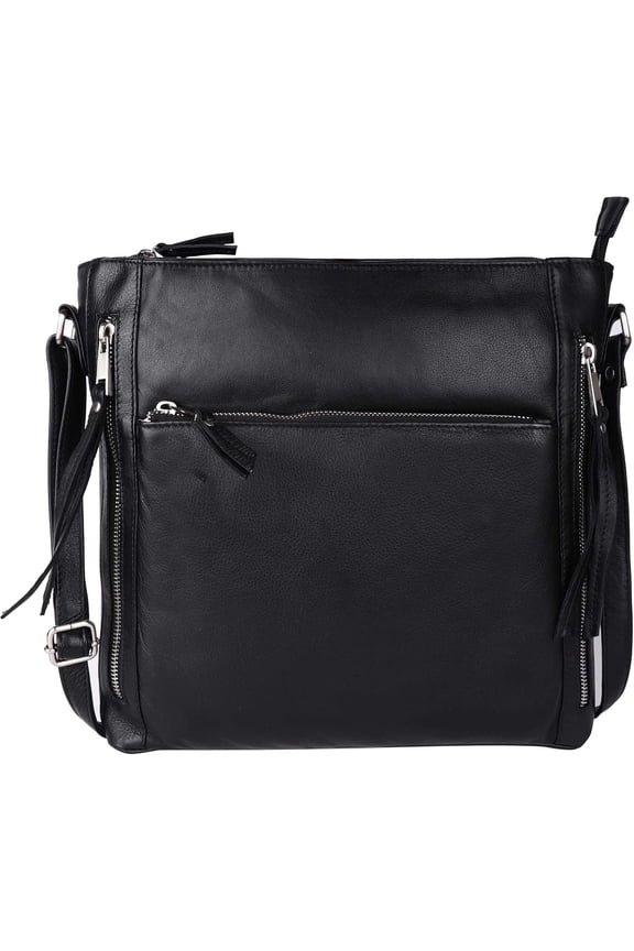 Grace Soft Napa Real Leather Large handbag-Double Zip Sling Crossover Bag for Women