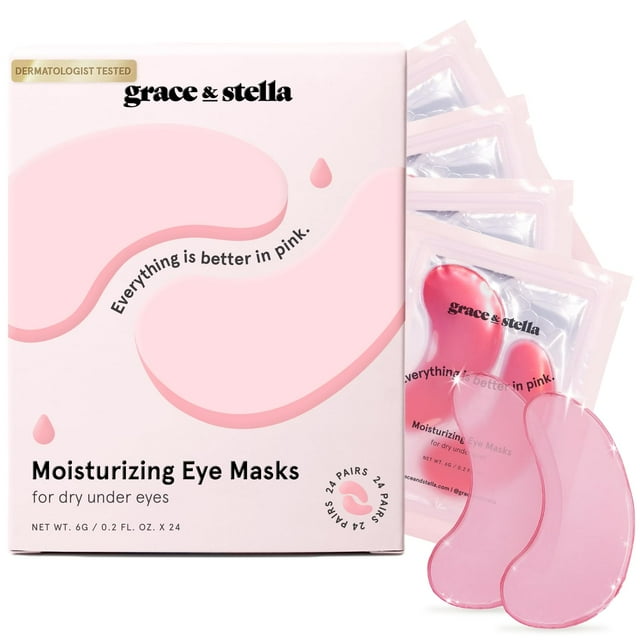 Grace & Stella Award Winning Under Eye Mask (Pink, 24 Pairs) Reduce